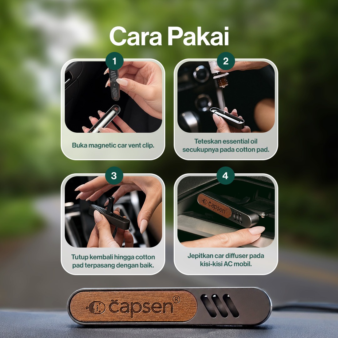 CAPSEN Car Vent Clip Diffuser Essential Oil Aromatherapy Pengharum Mobil