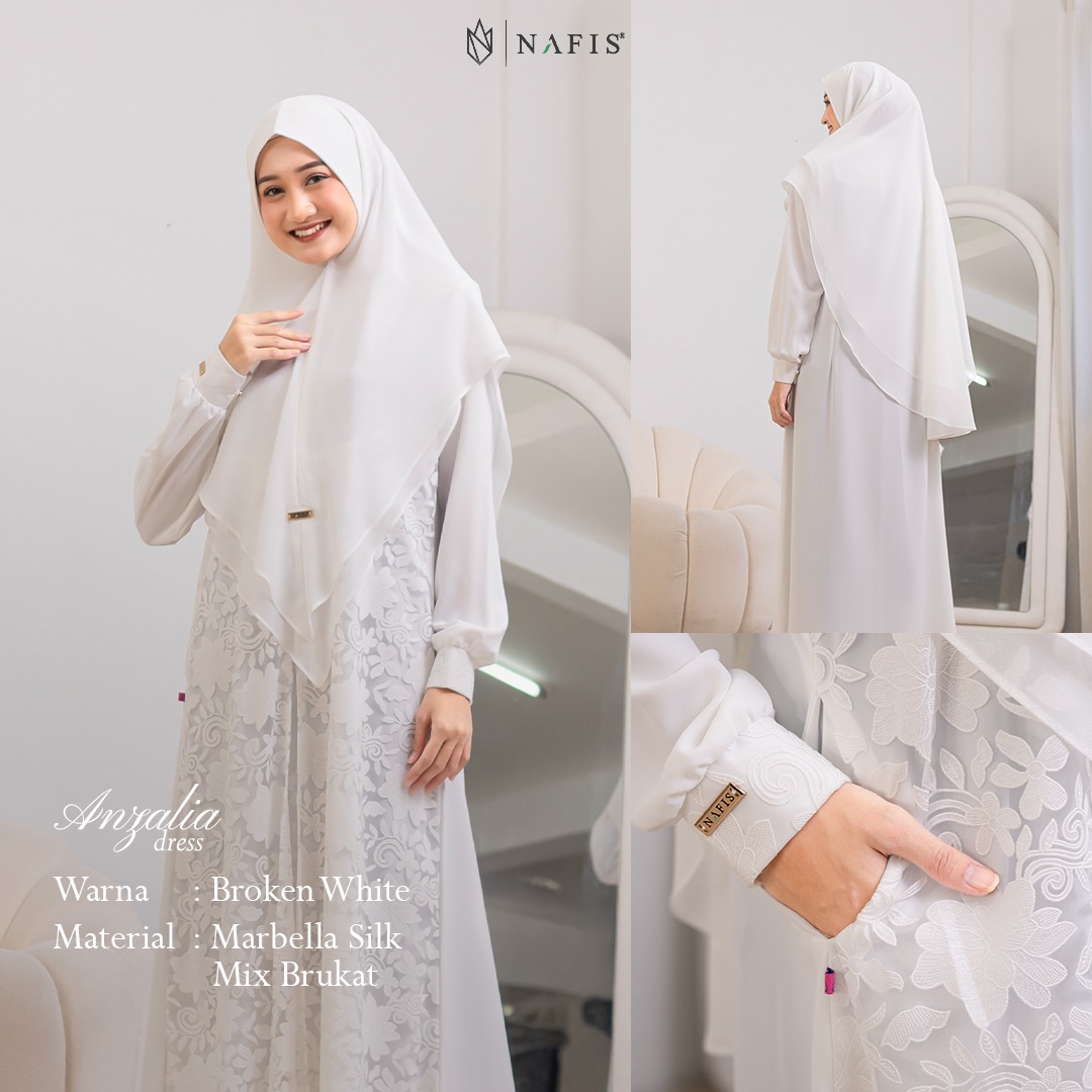 NAFIS ANZALIA MATERIAL MARBELLA SILK MIX BRUKAT - Cantik, Elegan, Perlindungan UV Umrah