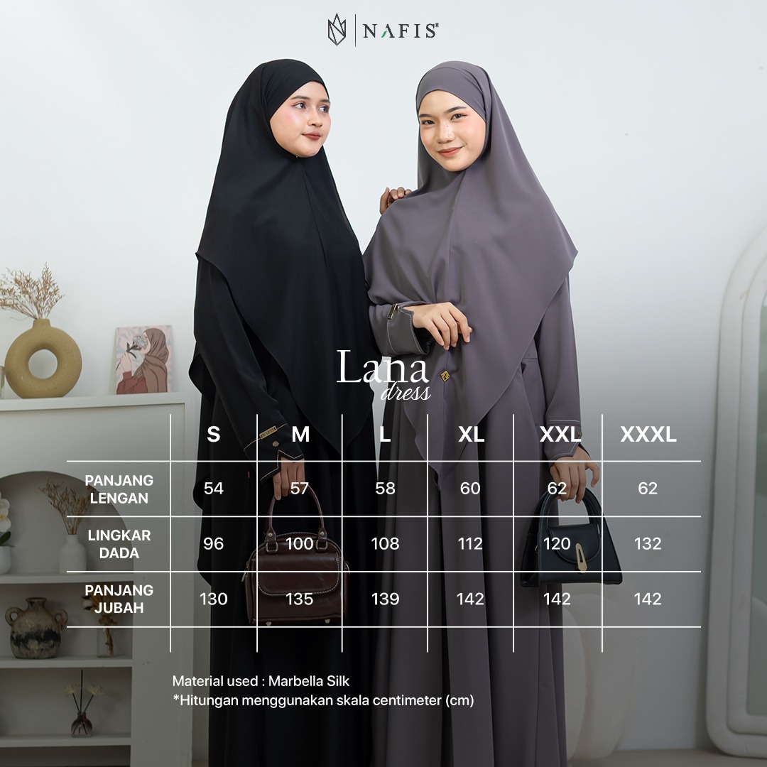 NAFIS LANA ABAYA SMOKE TAWNY BROWN (JLB TERPISAH) MATERIAL MARBELLA SILK ANTI UV -Nyaman, Flowy, Perlindungan UV