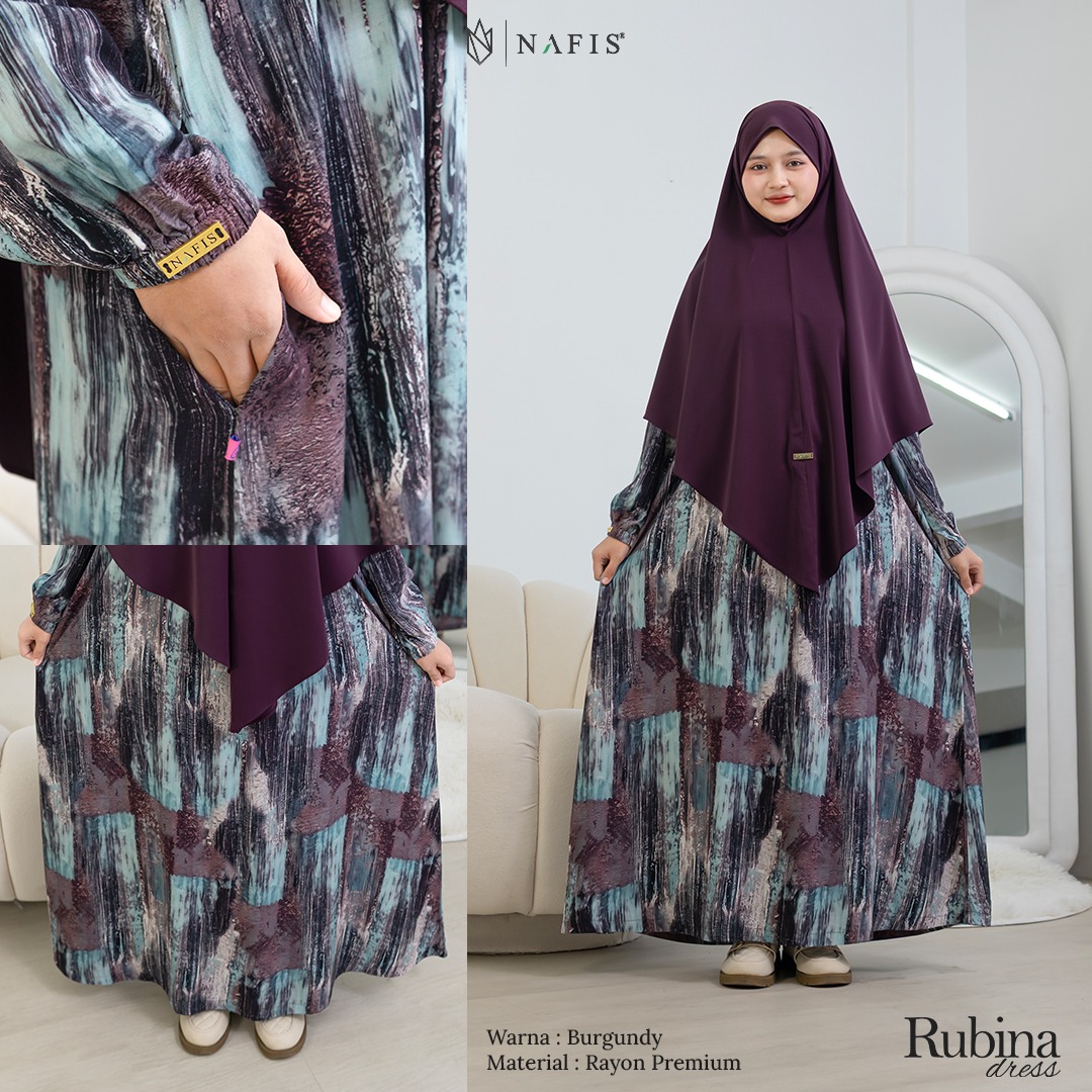 NAFIS RUBINA DRESS DAILY MATERIAL RAYON PREMIUM-Adem, Nyaman, Menyerap Keringat