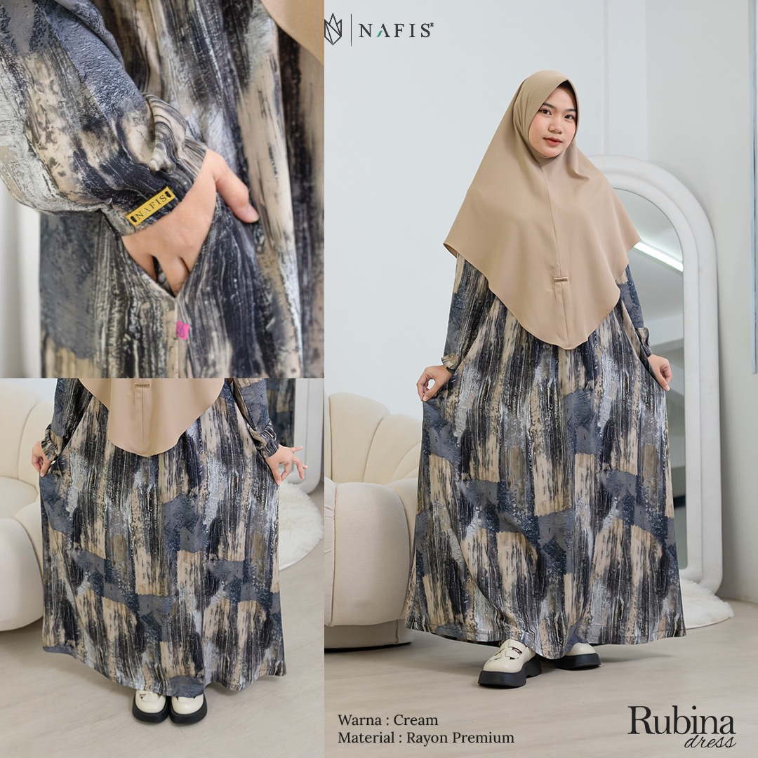 NAFIS RUBINA DRESS DAILY MATERIAL RAYON PREMIUM-Adem, Nyaman, Menyerap Keringat