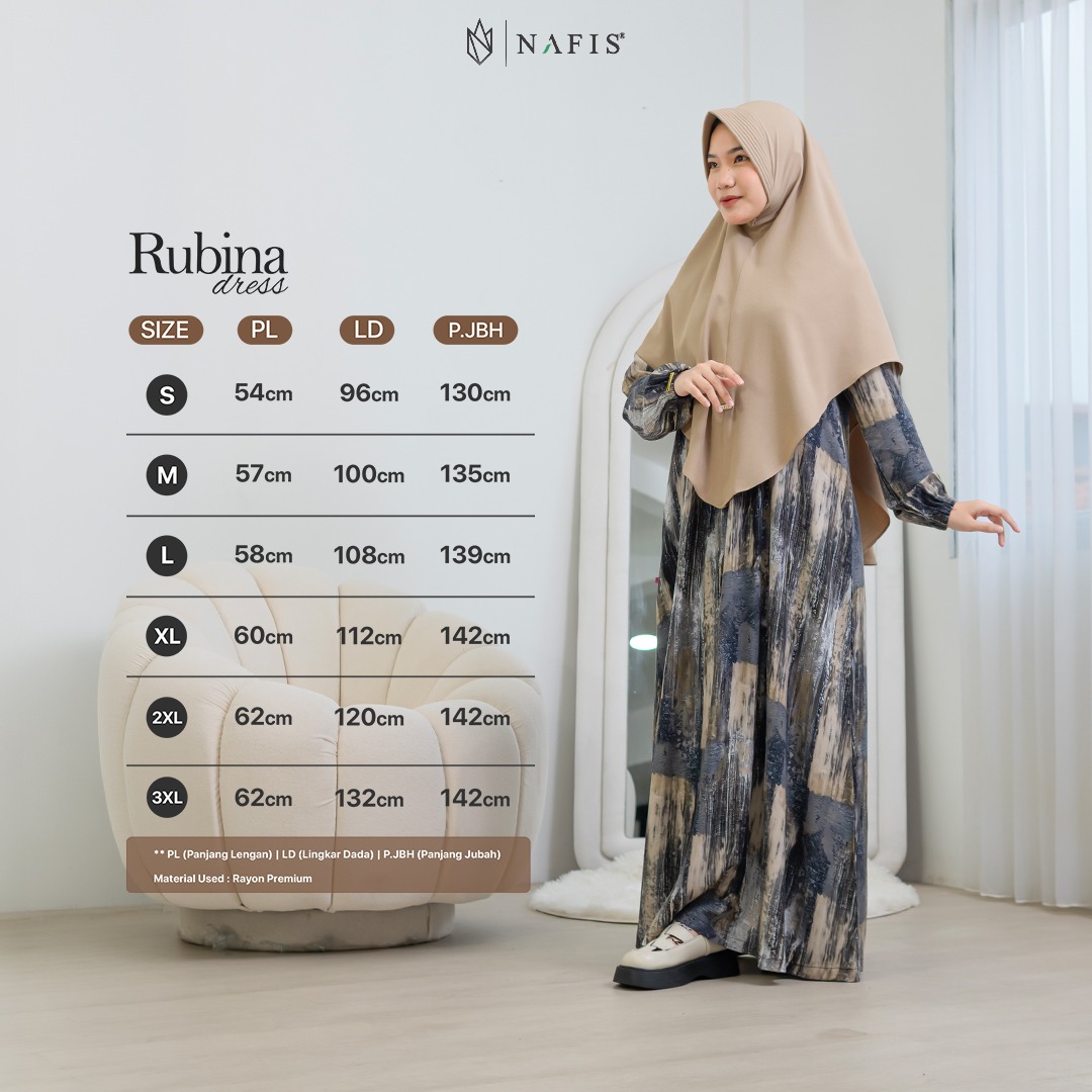 NAFIS RUBINA DRESS DAILY MATERIAL RAYON PREMIUM-Adem, Nyaman, Menyerap Keringat