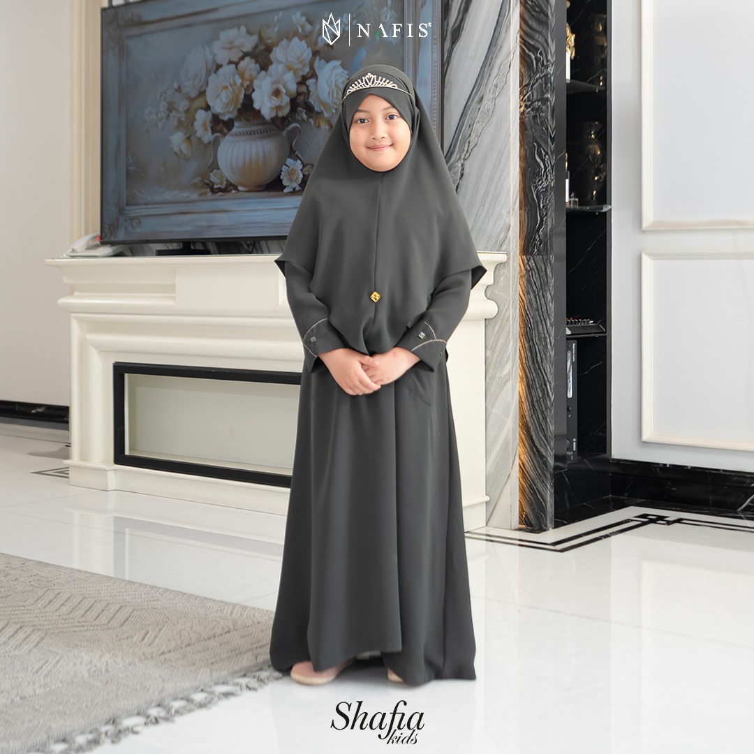 NAFIS SARIMBIT QALBIYA SERIES SHAFIA DRESS KIDS MATEREIAL PREMIUM MINNA ANTI UV SUDAH SATU DENGAN JLB