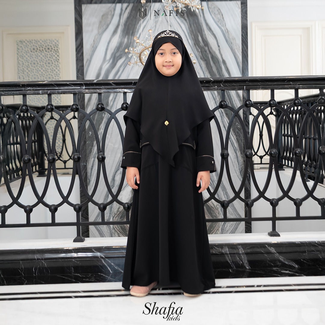 NAFIS SARIMBIT QALBIYA SERIES SHAFIA DRESS KIDS MATEREIAL PREMIUM MINNA ANTI UV SUDAH SATU DENGAN JLB