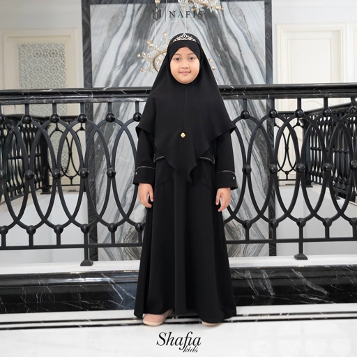 NAFIS SARIMBIT QALBIYA SERIES SHAFIA DRESS KIDS MATEREIAL PREMIUM MINNA ANTI UV SUDAH SATU DENGAN JLB