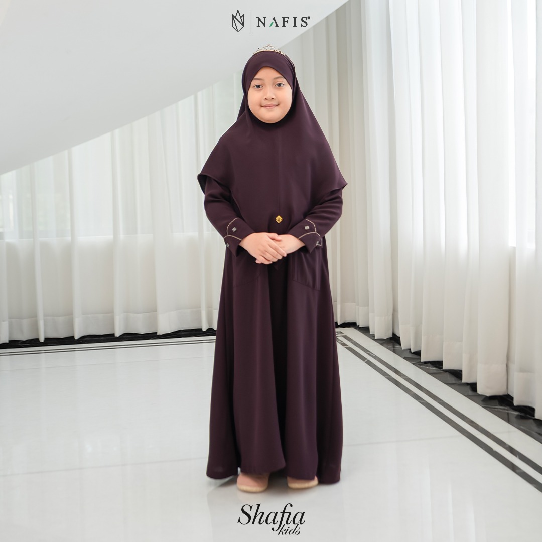 NAFIS SARIMBIT QALBIYA SERIES SHAFIA DRESS KIDS MATEREIAL PREMIUM MINNA ANTI UV SUDAH SATU DENGAN JLB