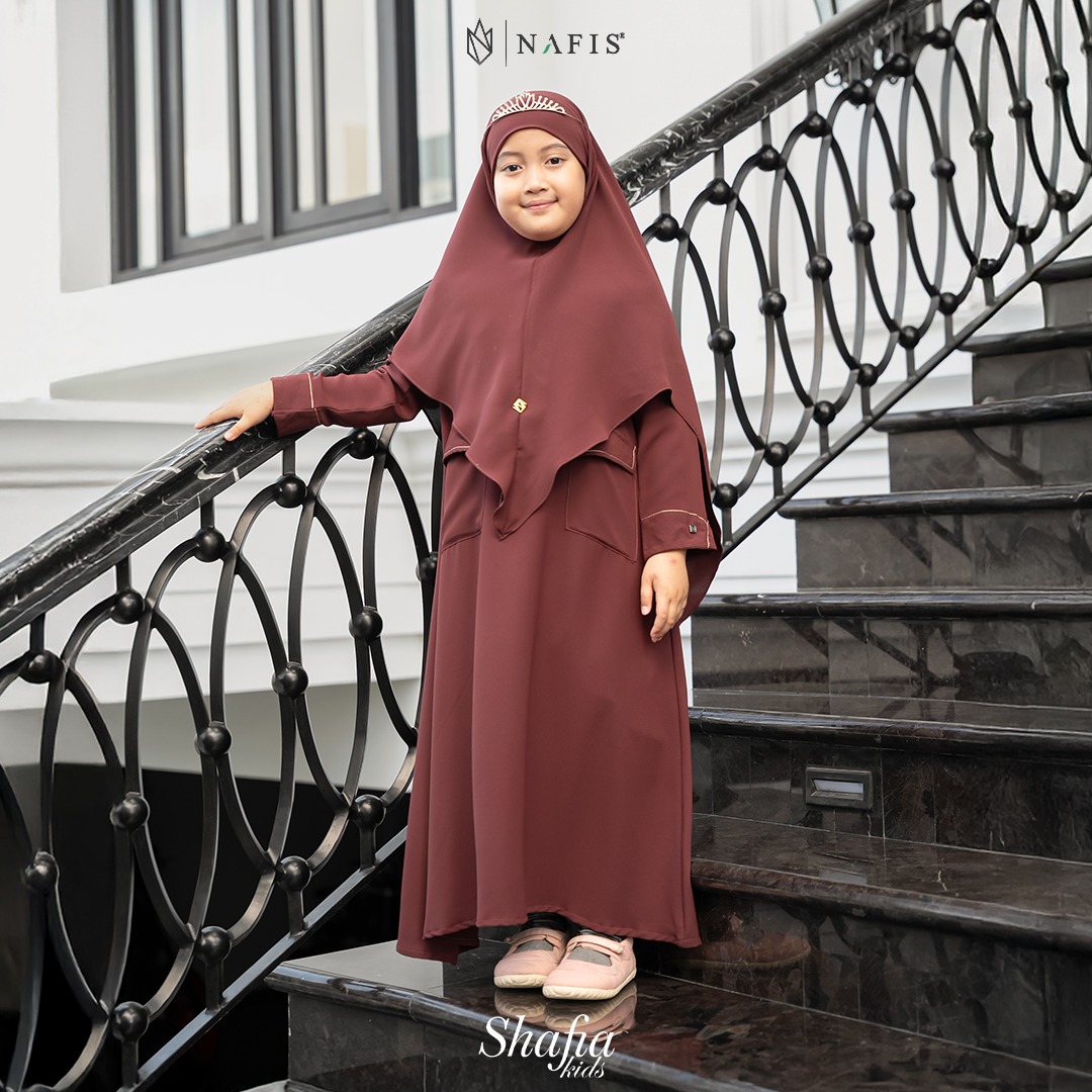 NAFIS SARIMBIT QALBIYA SERIES SHAFIA DRESS KIDS MATEREIAL PREMIUM MINNA ANTI UV SUDAH SATU DENGAN JLB