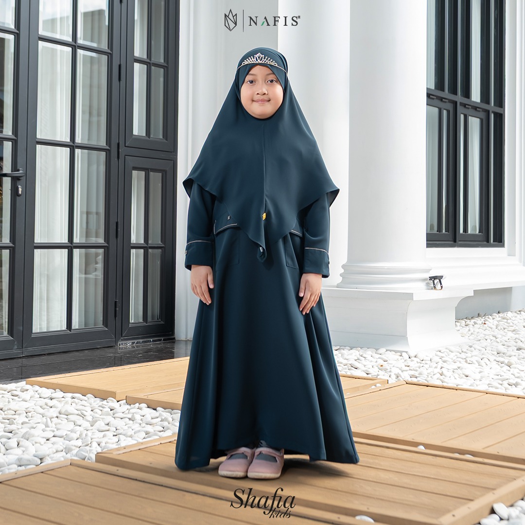 NAFIS SARIMBIT QALBIYA SERIES SHAFIA DRESS KIDS MATEREIAL PREMIUM MINNA ANTI UV SUDAH SATU DENGAN JLB