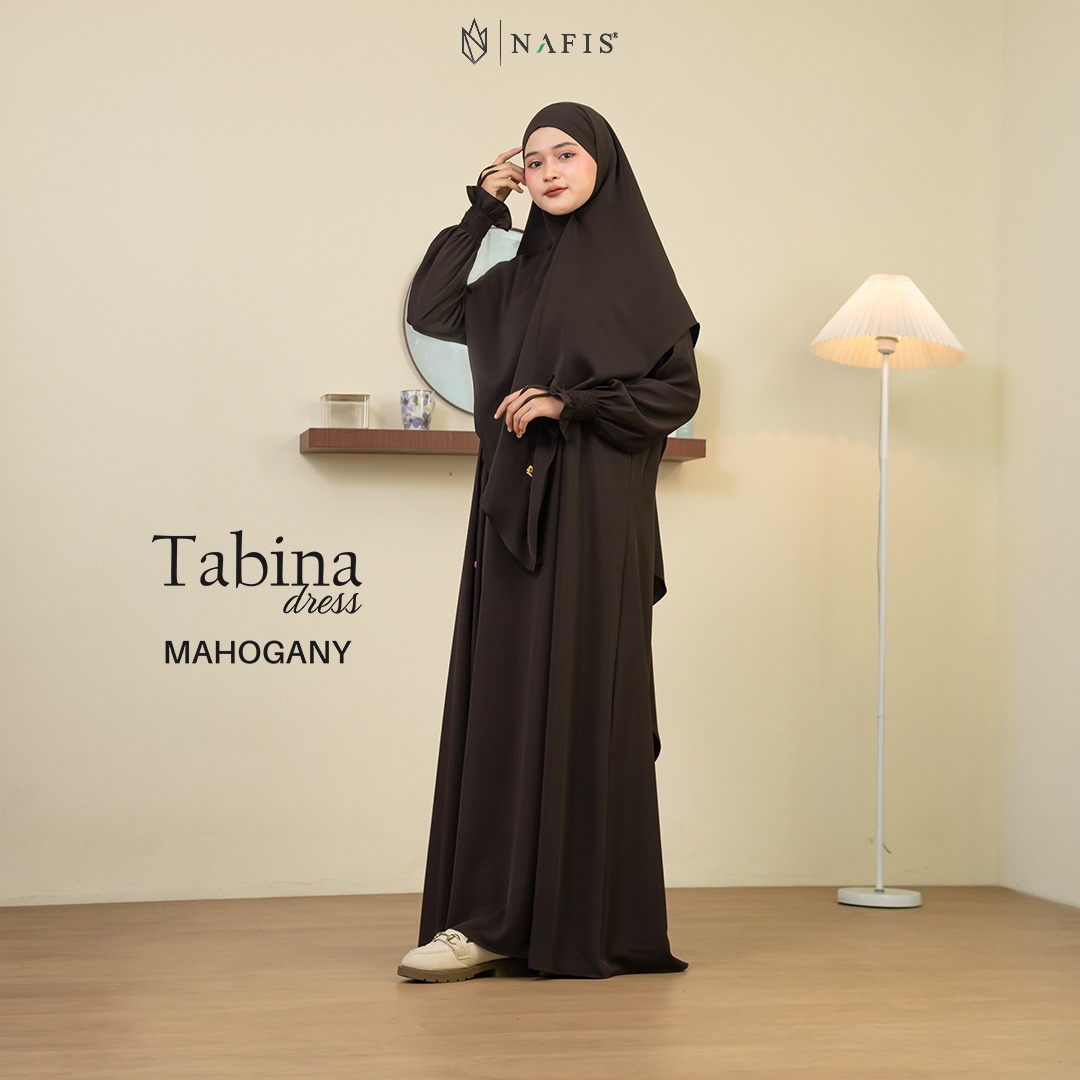 NAFIS TABINA SET DRESS MAHOGANY MATERIAL MARBELLA SILK ANTI UV -Nyaman, Flowy, Perlindungan UV