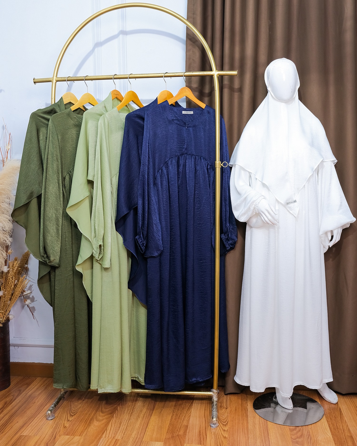 JV Hasanah Safiya Shimmer Dress with Khimar - Set Gamis Khimar Silk