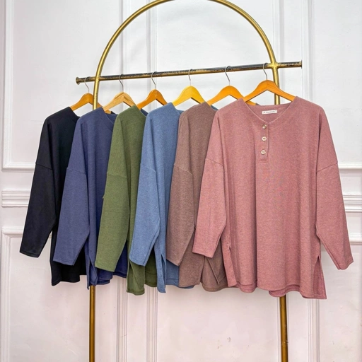 Setelan Baju Kancing Batwing Celana Kulot dan Rok Full Karet - JV Hasanah Gamila Oneset Pants Corduroy Abstract