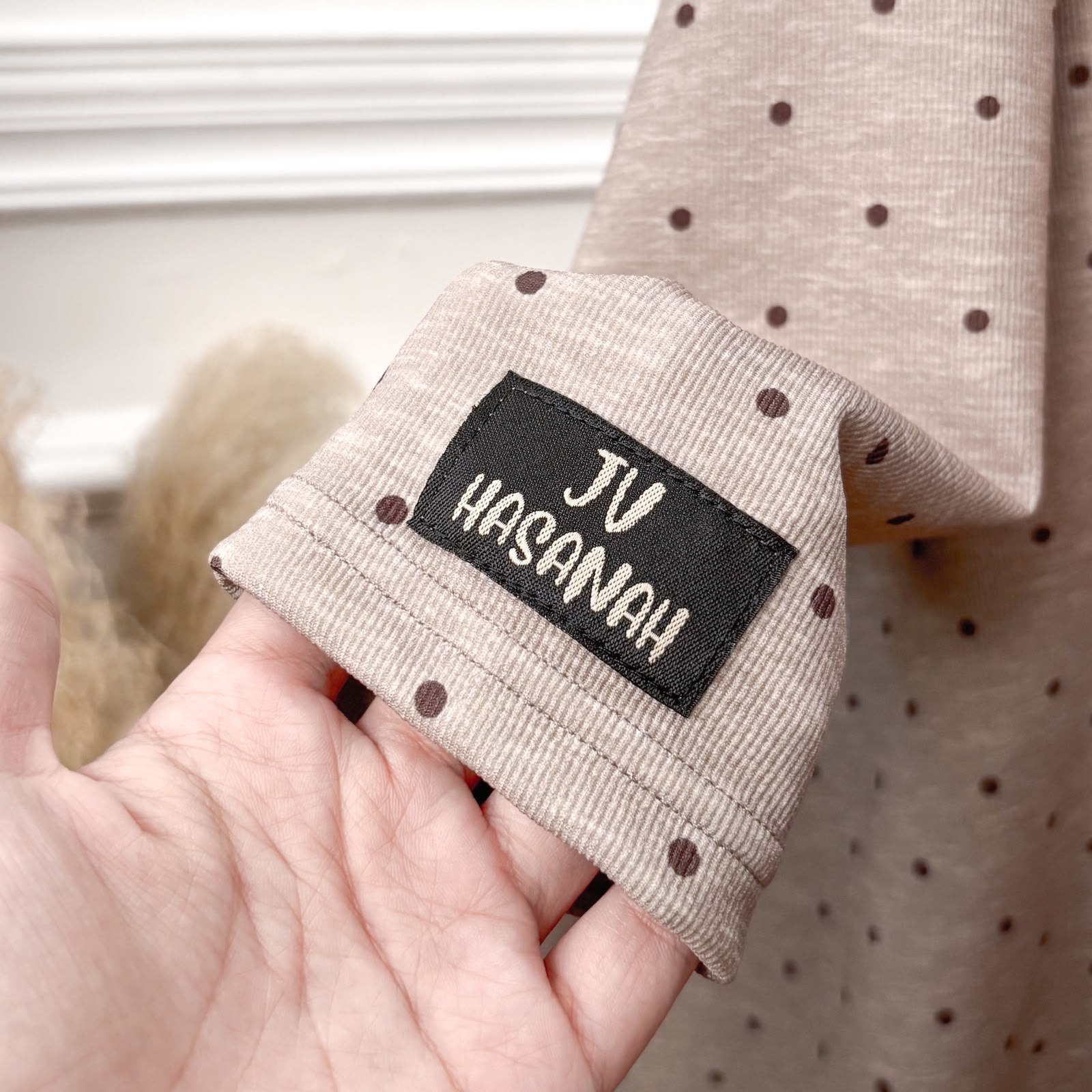 JV Hasanah Oneset Azzahra Polka Knit - Setelan Rok dan Kulot Payung Busui Jumbo
