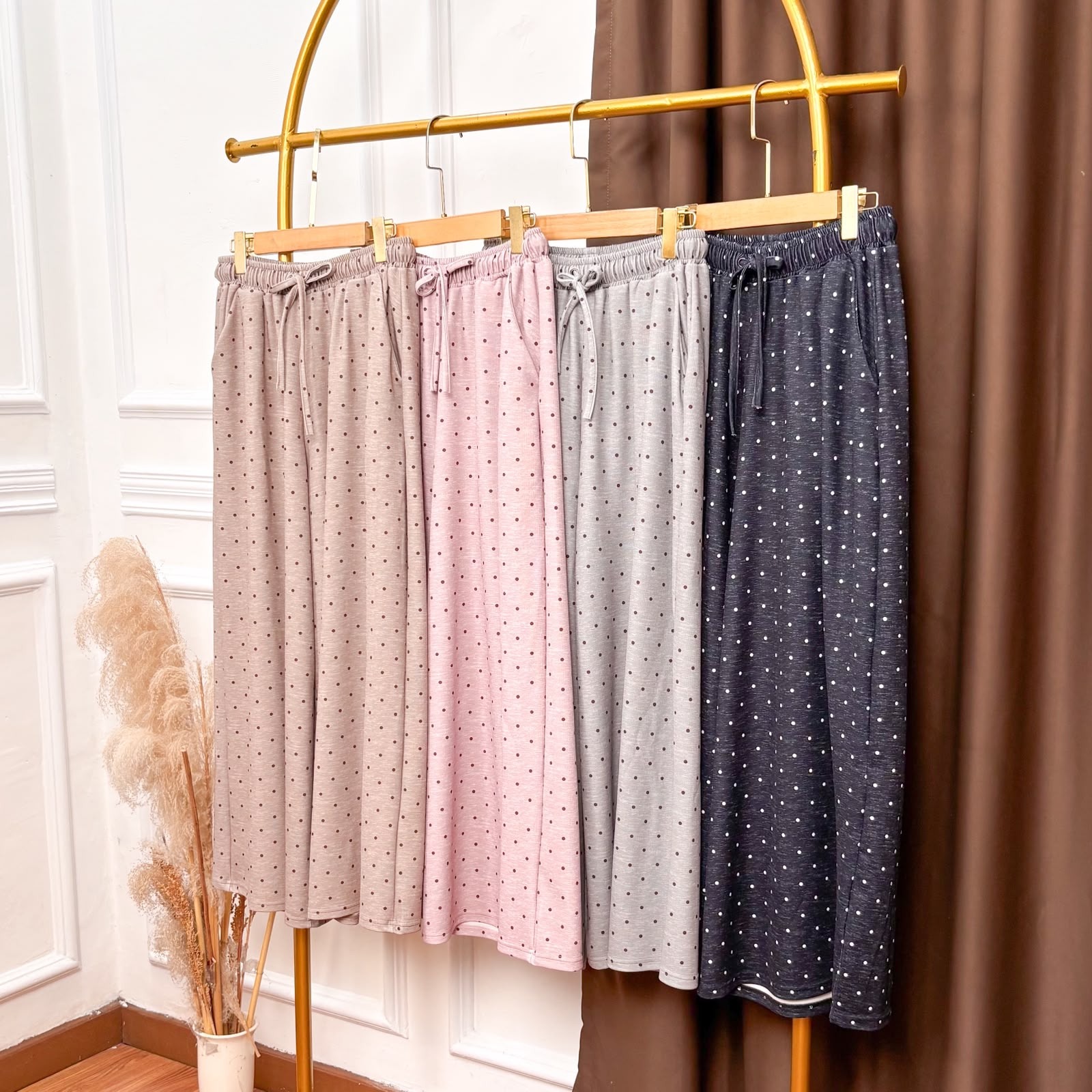 JV Hasanah Oneset Azzahra Polka Knit - Setelan Rok dan Kulot Payung Busui Jumbo