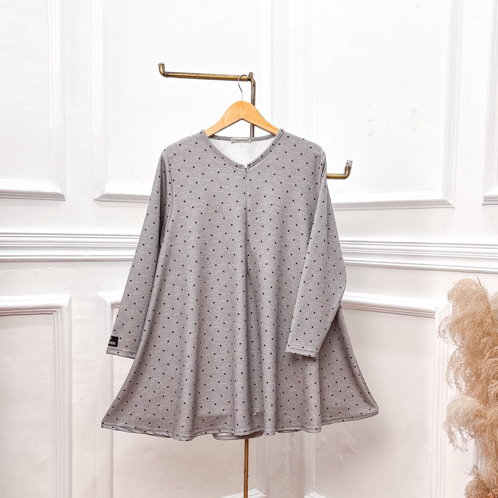 JV Hasanah Oneset Azzahra Polka Knit - Setelan Rok dan Kulot Payung Busui Jumbo