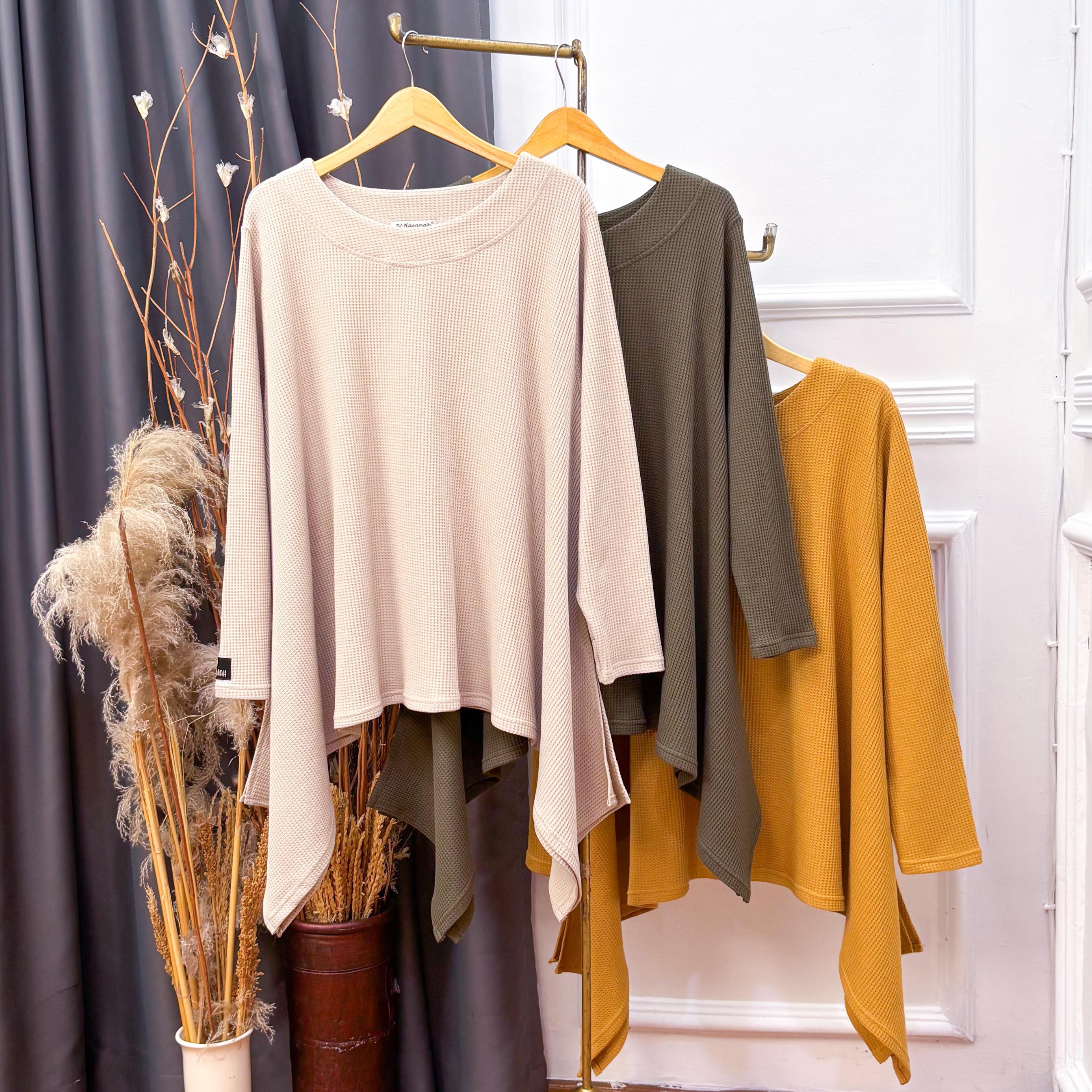 Setelan Simple Rok dan Kulot Kaos Knit Waffle - JV Hasanah Oneset Simple Waffle Knit