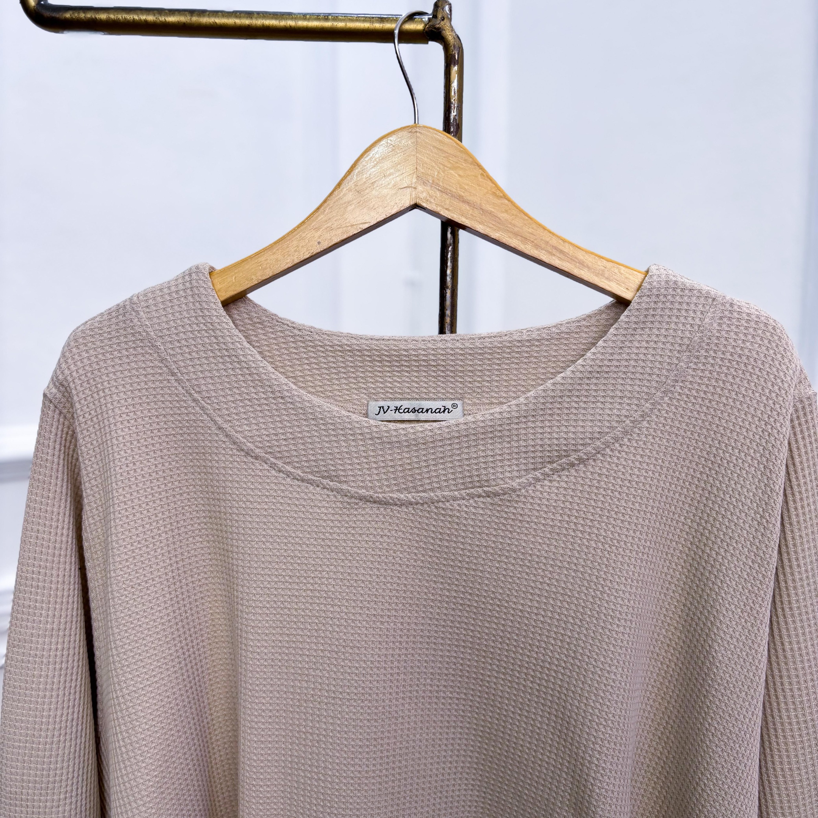 Setelan Simple Rok dan Kulot Kaos Knit Waffle - JV Hasanah Oneset Simple Waffle Knit