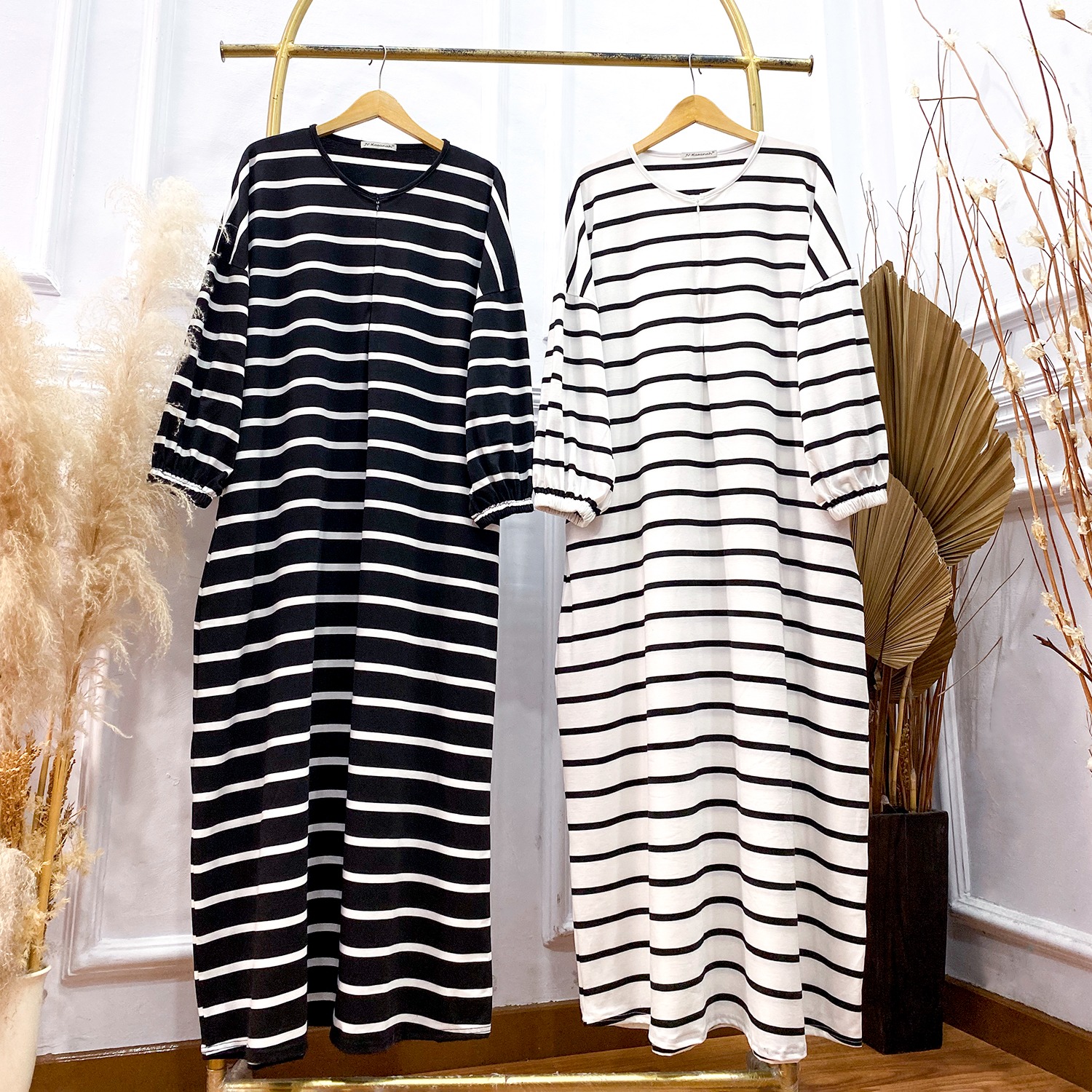 Abaya Shireen Big Striped - Gamis Abaya Kaos Busui