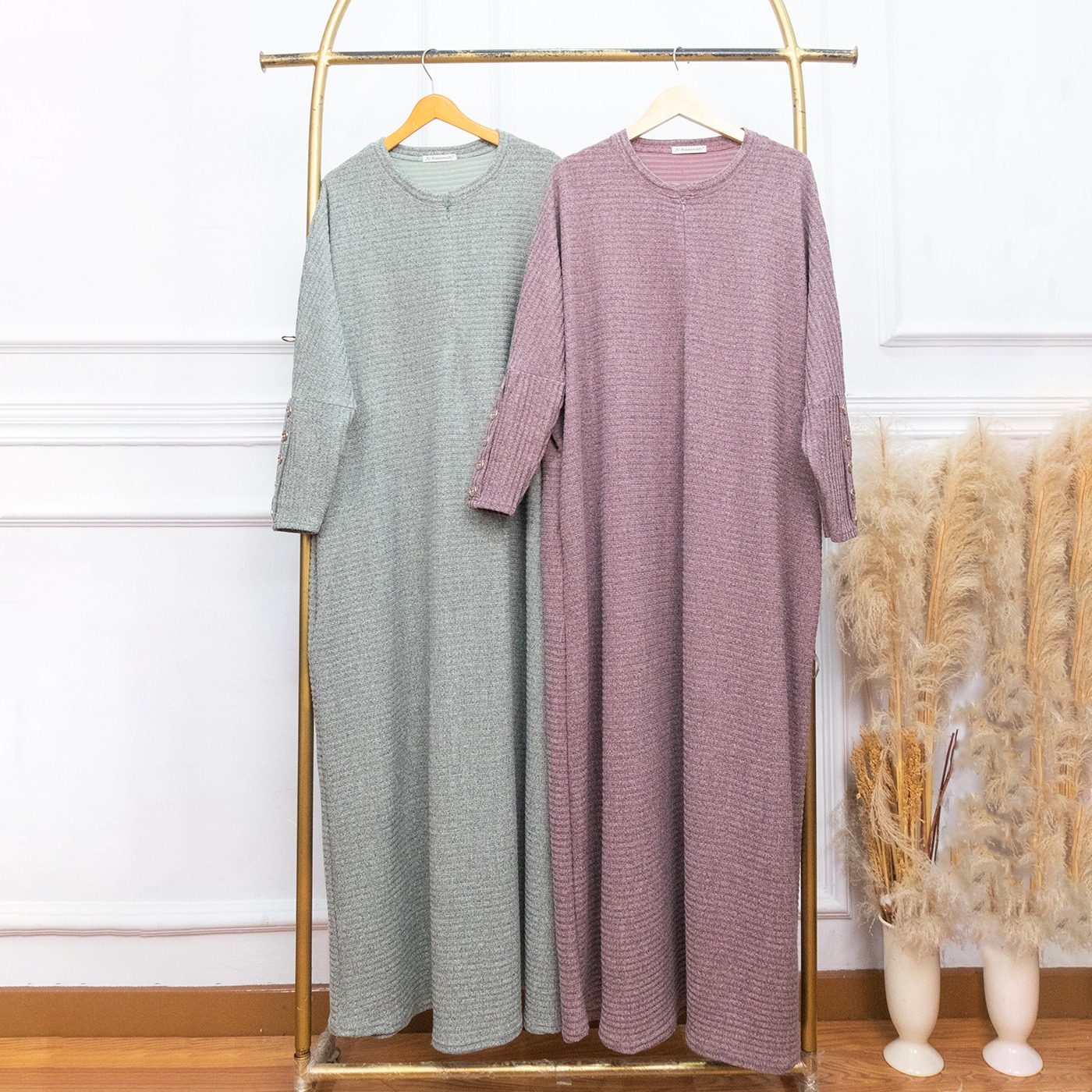 Abaya Rajut Melange Adem Jumbo - JV Hasanah Abaya Shireen Rajut Melange Jumbo Cantik Casual