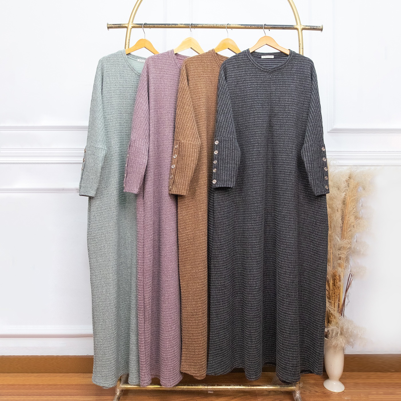Abaya Rajut Melange Adem Jumbo - JV Hasanah Abaya Shireen Rajut Melange Jumbo Cantik Casual