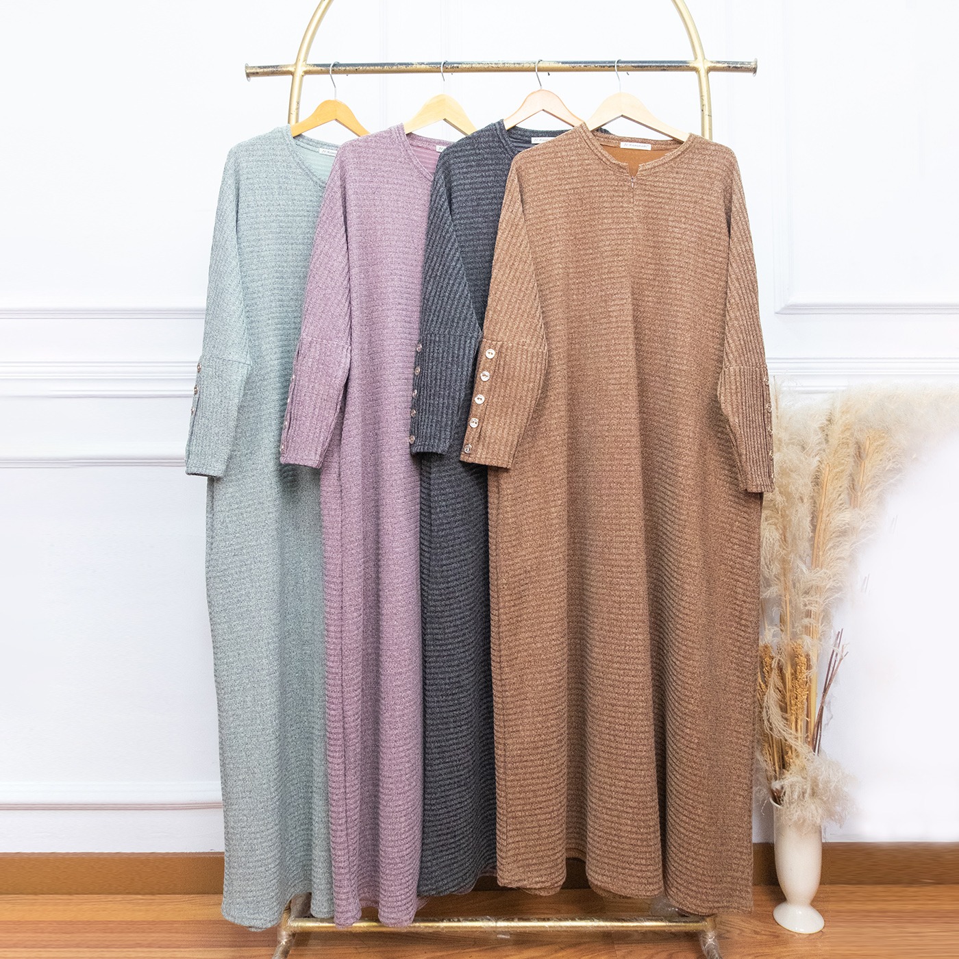 Abaya Rajut Melange Adem Jumbo - JV Hasanah Abaya Shireen Rajut Melange Jumbo Cantik Casual