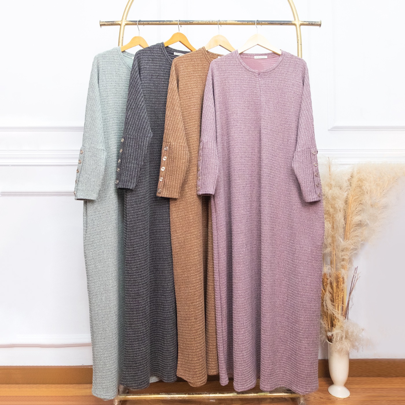 Abaya Rajut Melange Adem Jumbo - JV Hasanah Abaya Shireen Rajut Melange Jumbo Cantik Casual