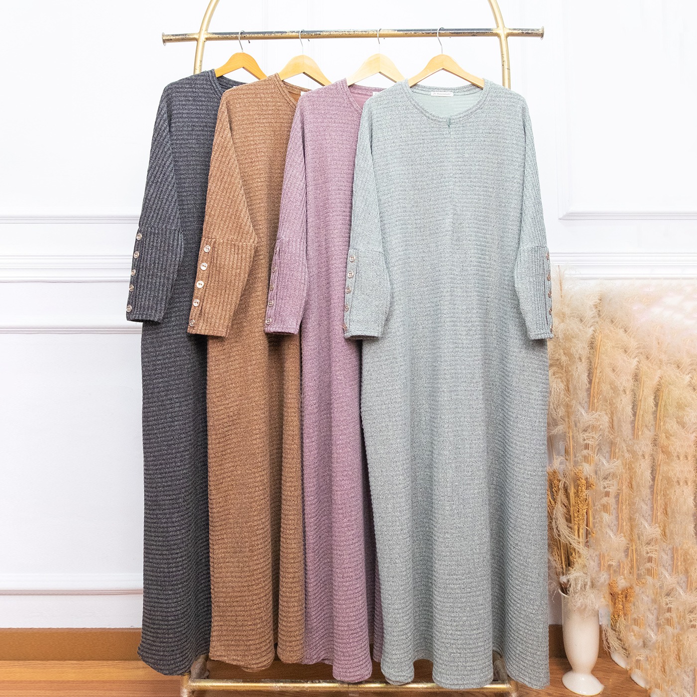 Abaya Rajut Melange Adem Jumbo - JV Hasanah Abaya Shireen Rajut Melange Jumbo Cantik Casual