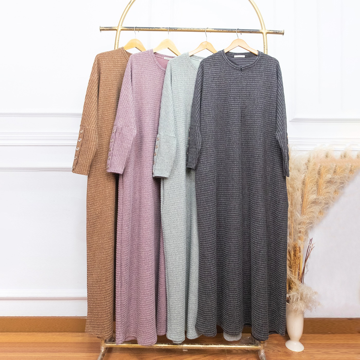 Abaya Rajut Melange Adem Jumbo - JV Hasanah Abaya Shireen Rajut Melange Jumbo Cantik Casual