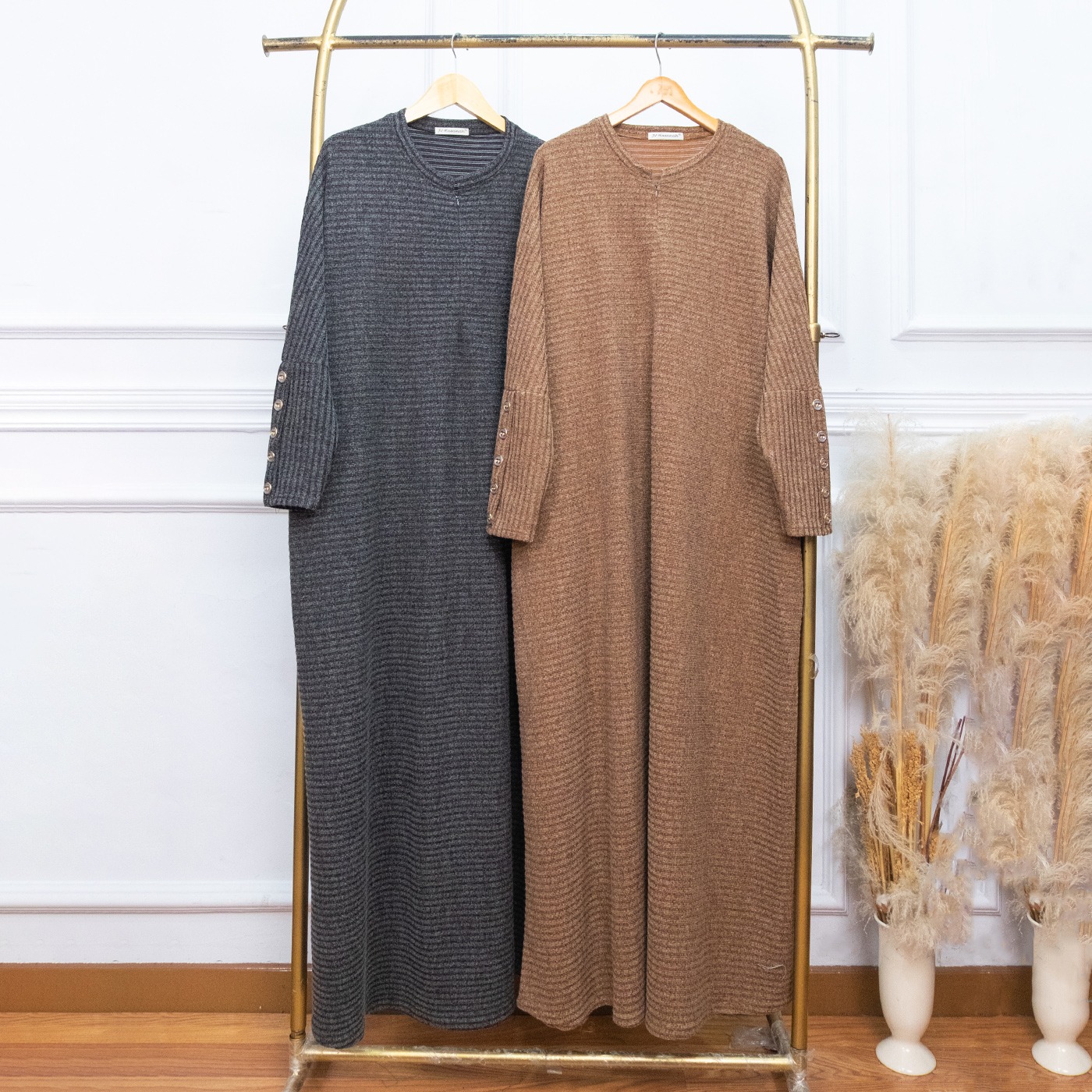 Abaya Rajut Melange Adem Jumbo - JV Hasanah Abaya Shireen Rajut Melange Jumbo Cantik Casual