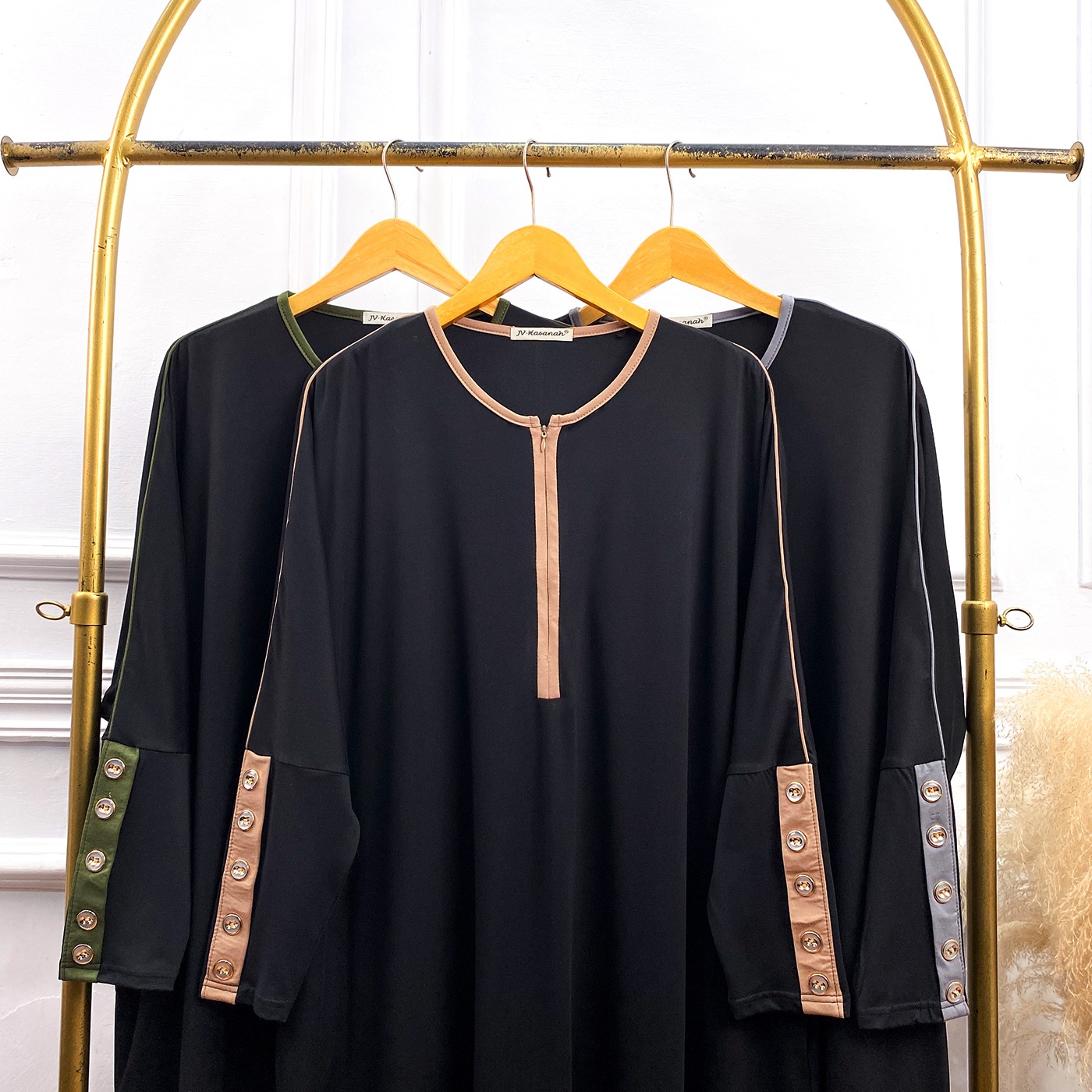 Elle Stripes Tunic - Tunik Salur Ruffle Krah Tumpuk Tali
