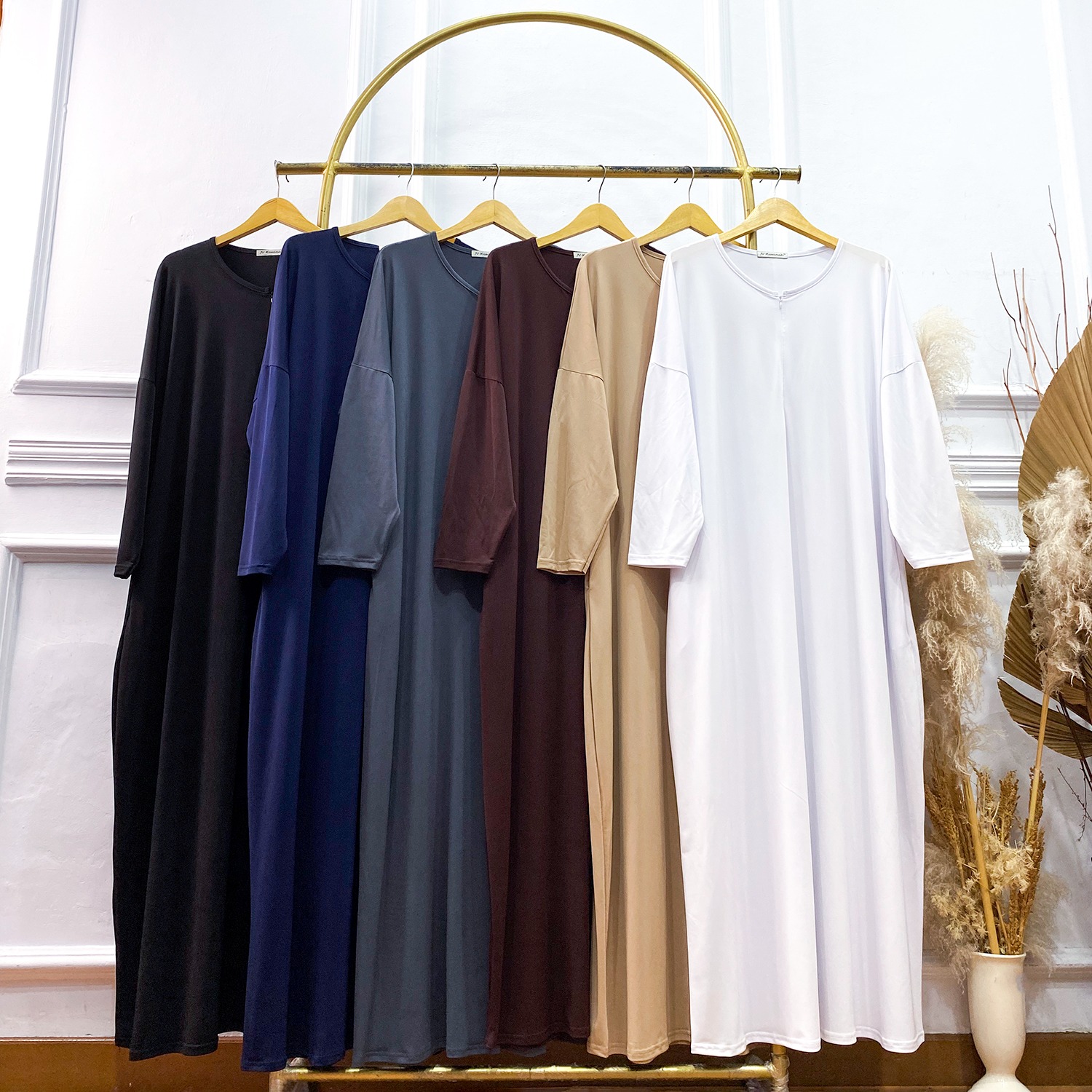 Abaya Shireen Jersey Dress - Gamis  Abaya Polos Jumbo Oversized Daily Adem Stretchable Busui Friendly