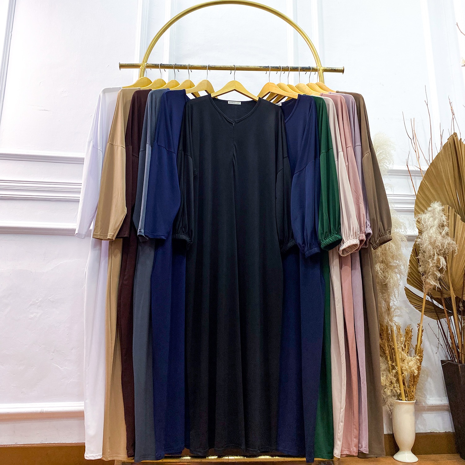 Abaya Shireen Jersey Dress - Gamis  Abaya Polos Jumbo Oversized Daily Adem Stretchable Busui Friendly