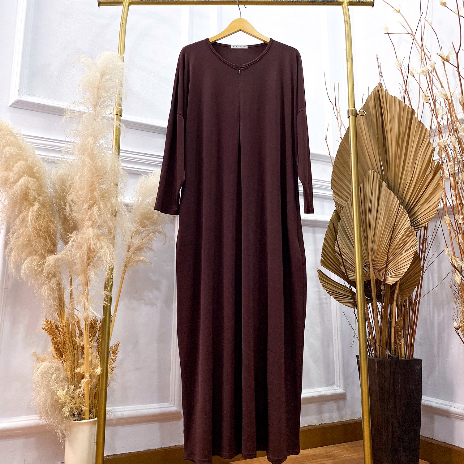 Abaya Shireen Jersey Dress - Gamis  Abaya Polos Jumbo Oversized Daily Adem Stretchable Busui Friendly