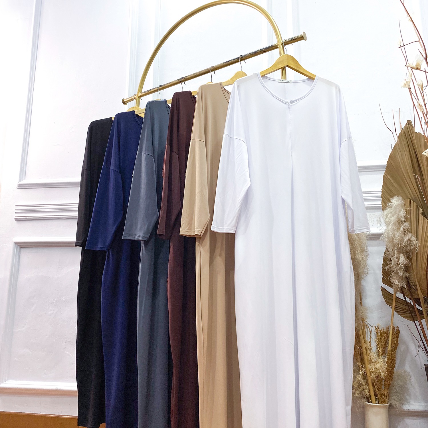 Abaya Shireen Jersey Dress - Gamis  Abaya Polos Jumbo Oversized Daily Adem Stretchable Busui Friendly