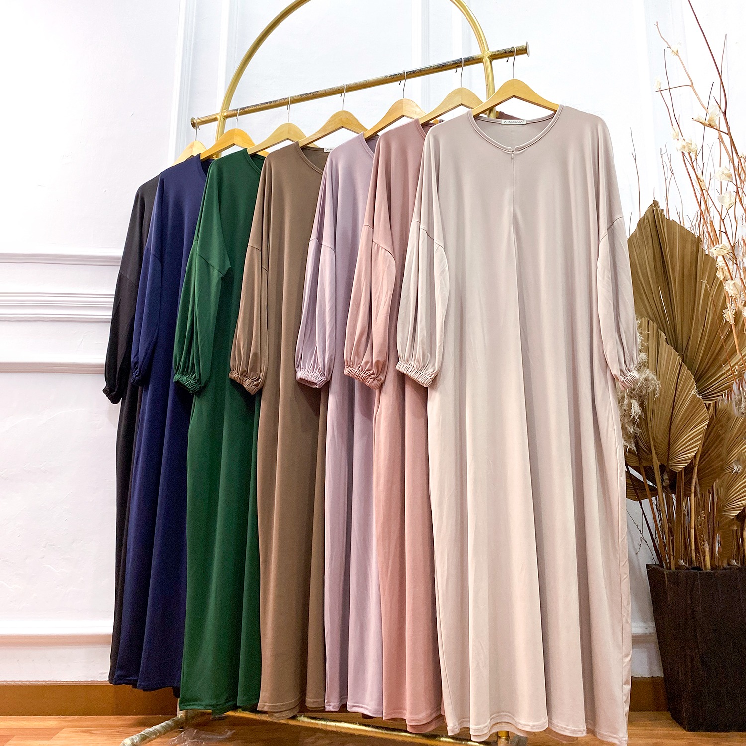 Abaya Shireen Jersey Dress - Gamis  Abaya Polos Jumbo Oversized Daily Adem Stretchable Busui Friendly