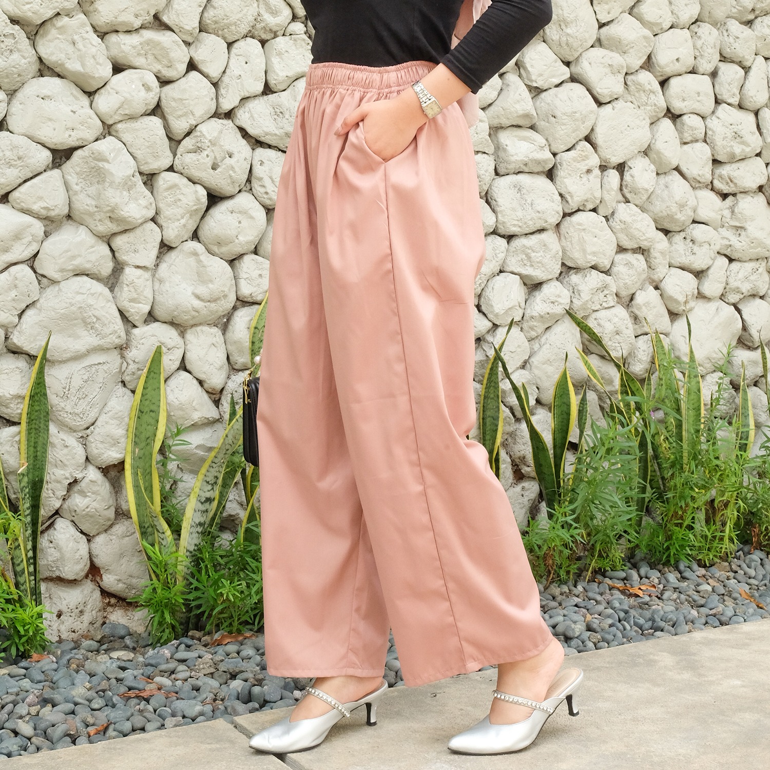 Asena Loose Cotton Pants - Celana Katun Lurus Pinggang Full Karet