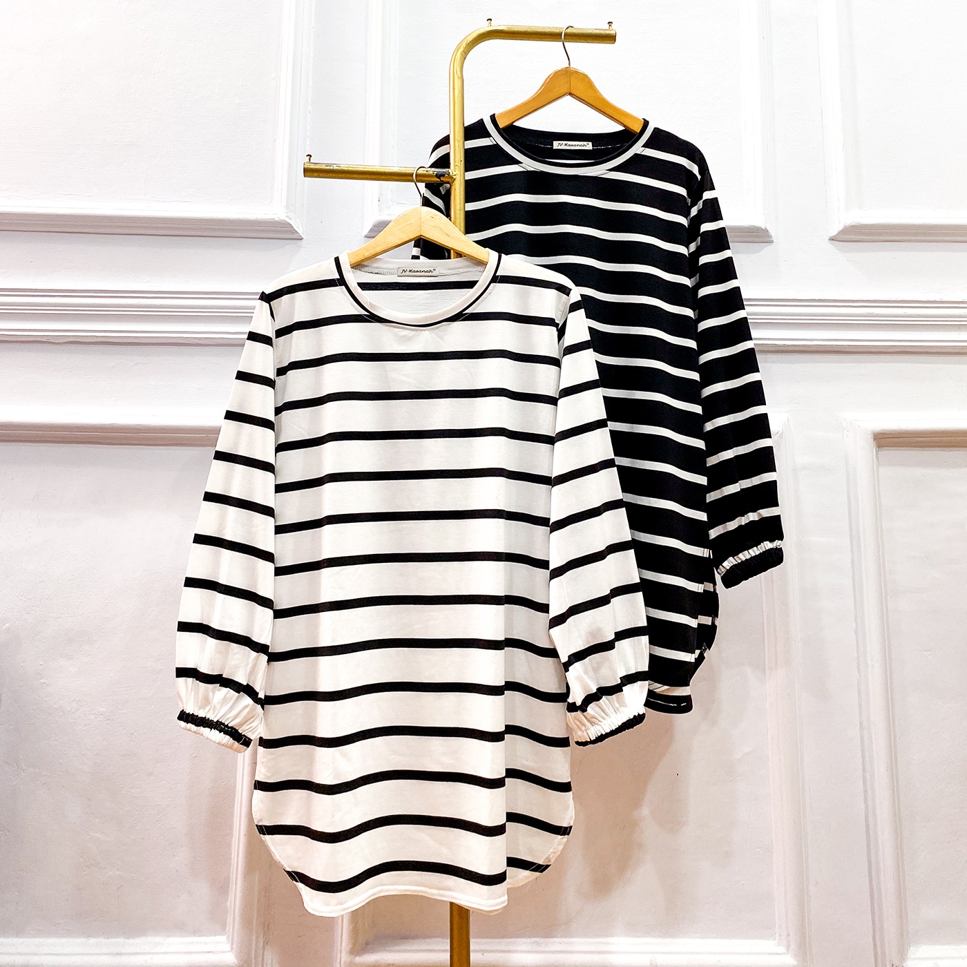 Top Baju Kurung Big Stripe Series - Atasan Salur Jumbo Terbaru Wanita Daily