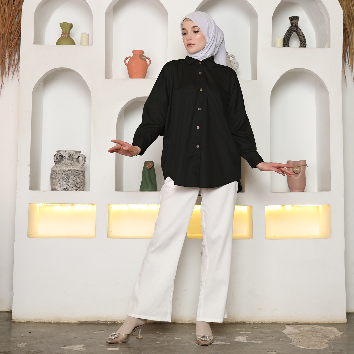 Dania Layer Top - Atasan Kemeja Batwing Layer Belakang
