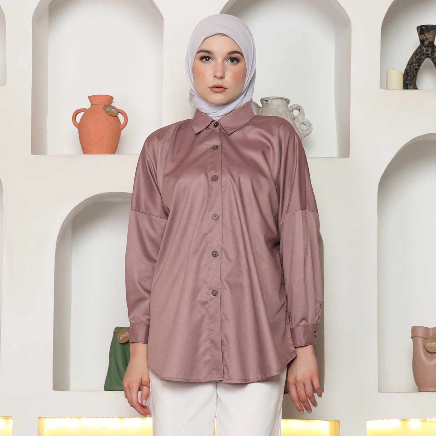 Dania Layer Top - Atasan Kemeja Batwing Layer Belakang