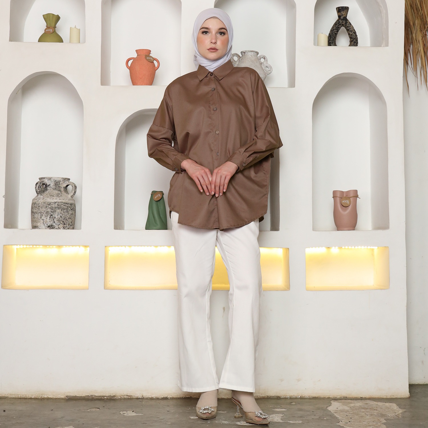 Dania Layer Top - Atasan Kemeja Batwing Layer Belakang