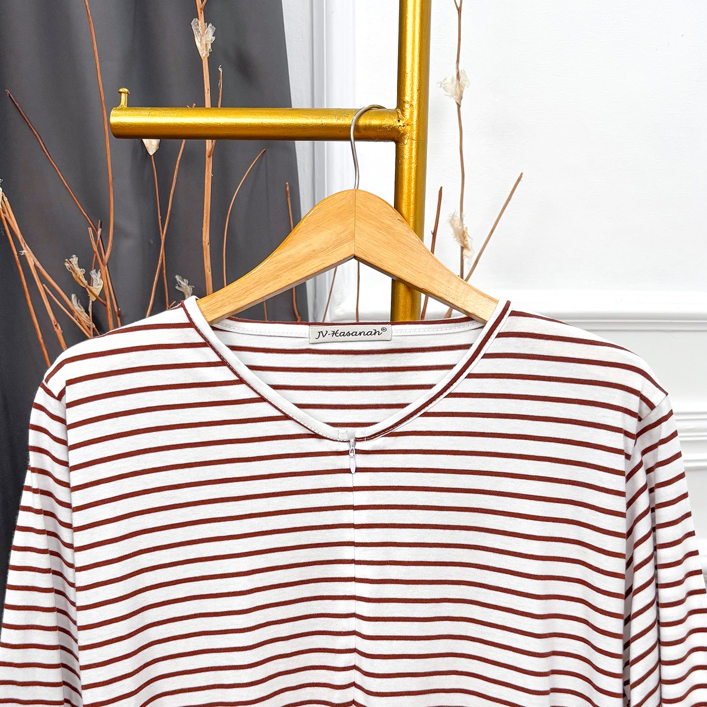 Setelan Tunik Kancing Busui Friendly Kaos Adem - JV Hasanah Midi Tunic