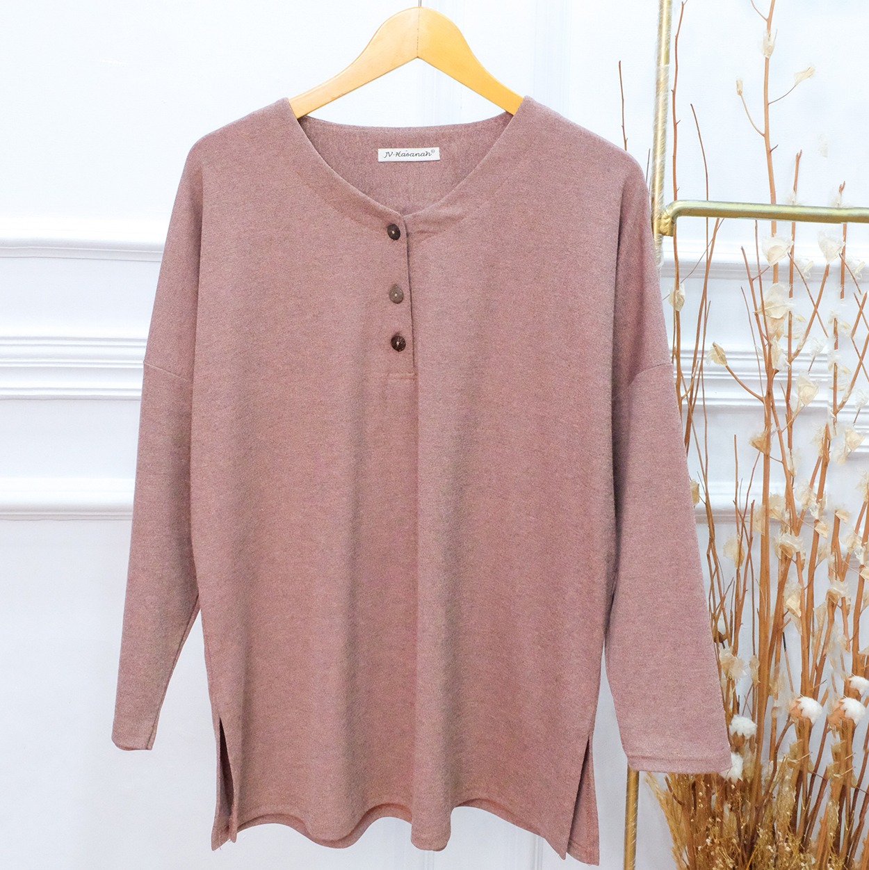 Setelan Baju Kancing Batwing Celana Kulot dan Rok Full Karet - JV Hasanah Gamila Oneset Pants Corduroy Abstract