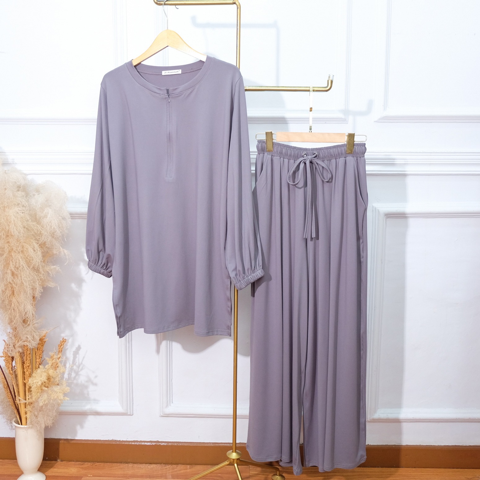 Setelan Baju Kurung Busui Rok dan Kulot-JV Hasanah Nadia Set Kurung Rok dan Kulot Jumbo