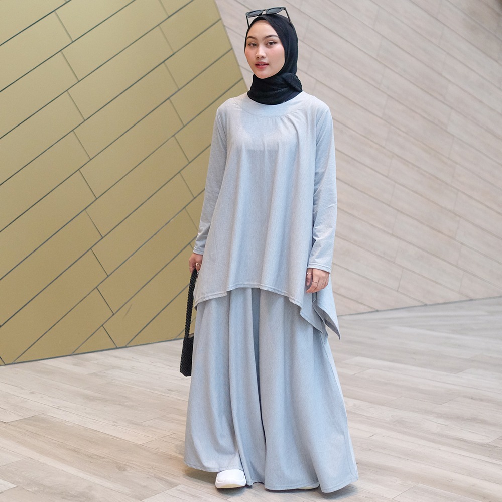 Oneset Simple Skirt Stripe Ultrathin - Setelan Simple Rok Serut