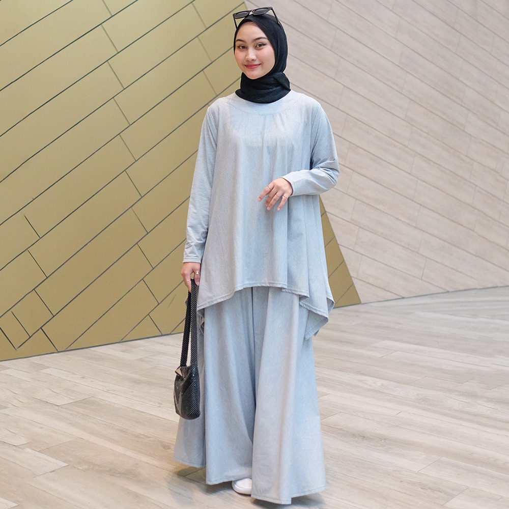 Oneset Simple Skirt Stripe Ultrathin - Setelan Simple Rok Serut