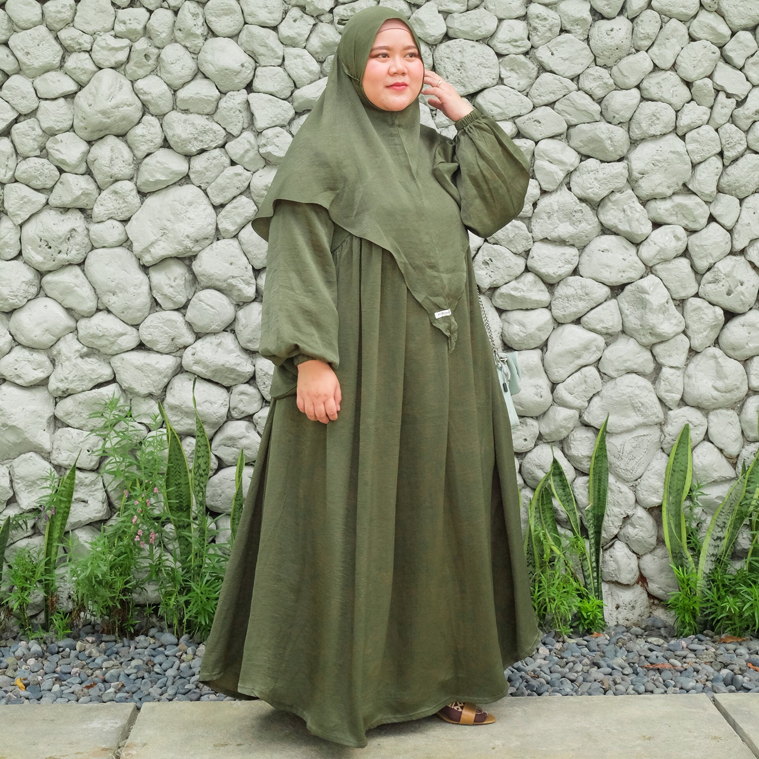 JV Hasanah Safiya Shimmer Dress with Khimar - Set Gamis Khimar Silk