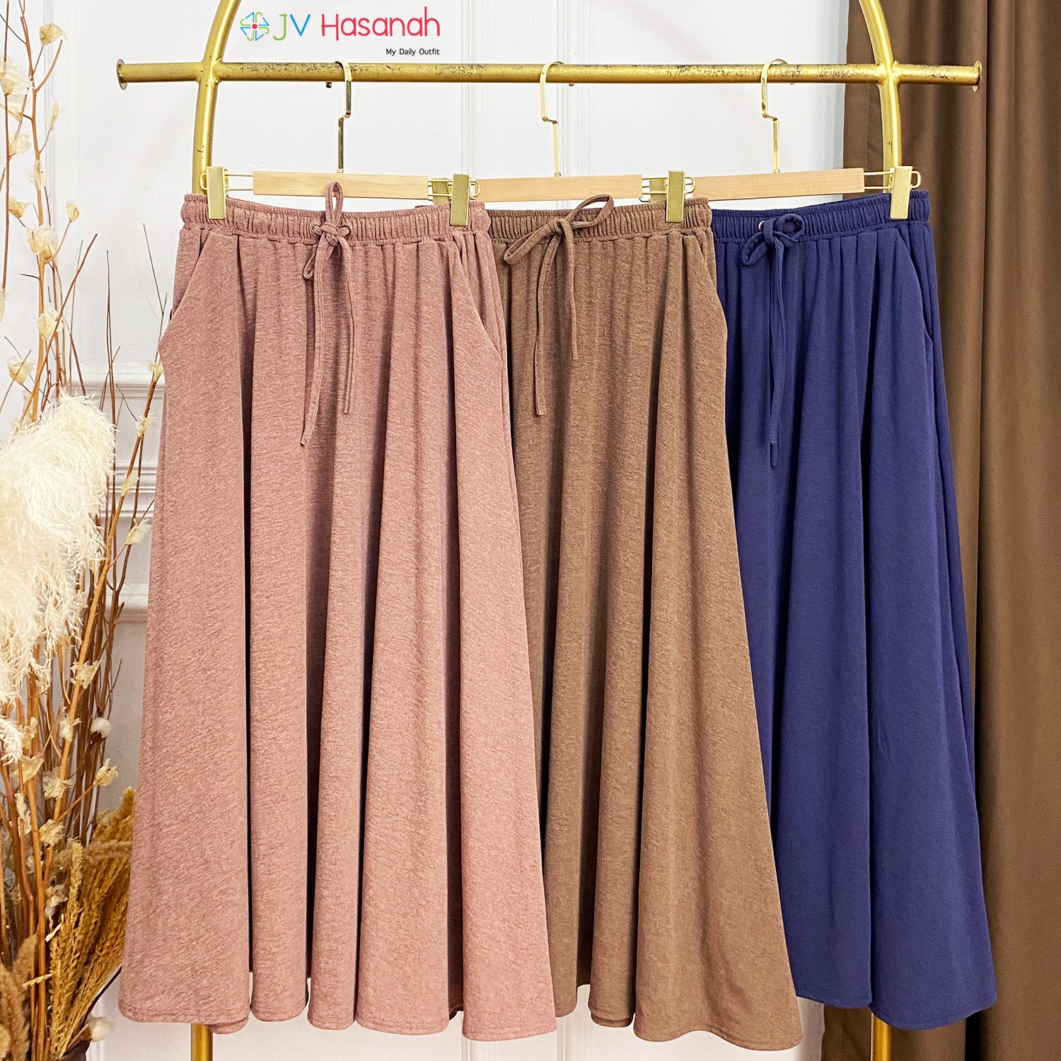 Oneset Rok Serut Atasan Jumbo Abstract - Setelan Rok Baju Kurung Corduroy