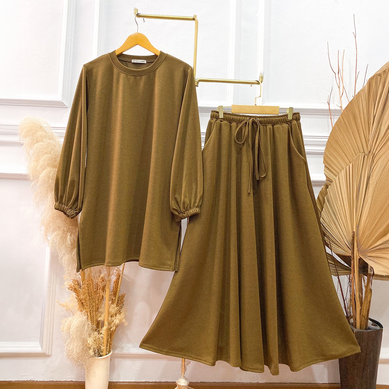 Oneset Baju Kurung Knit Honstut - Setelan Rok Knit Honstut Baju Kurung
