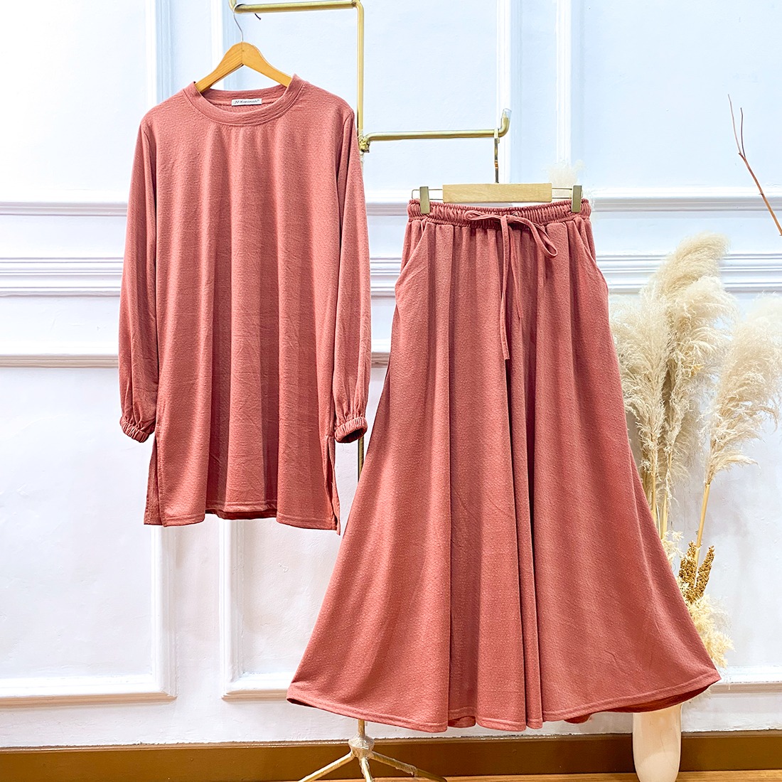 Oneset Kaos Dobby Baju Kurung Skirt - Setelan Rok Baju Kurung Kaos Dobby