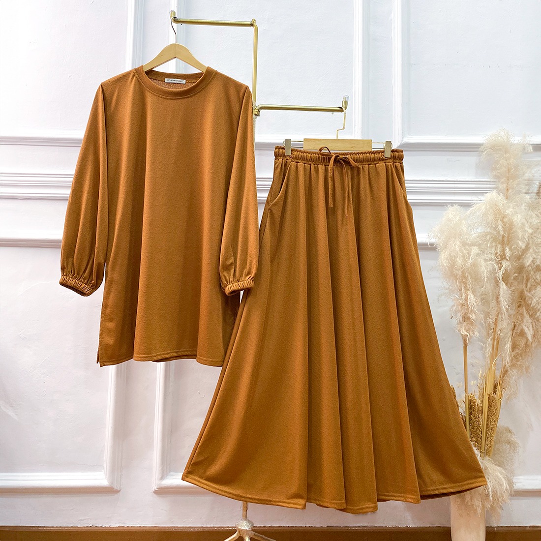 Oneset Kaos Dobby Baju Kurung Skirt - Setelan Rok Baju Kurung Kaos Dobby