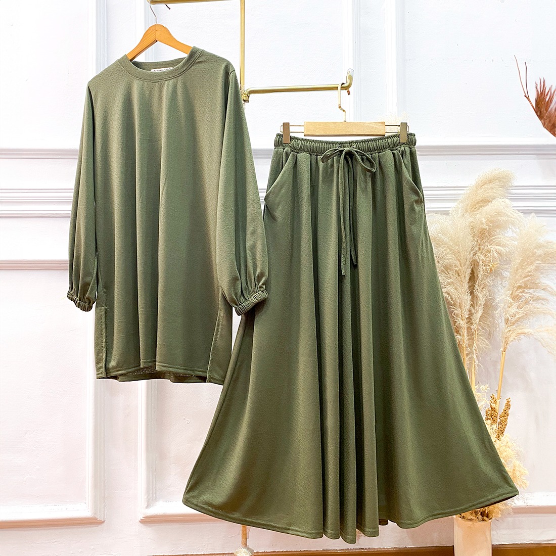 Oneset Kaos Dobby Baju Kurung Skirt - Setelan Rok Baju Kurung Kaos Dobby